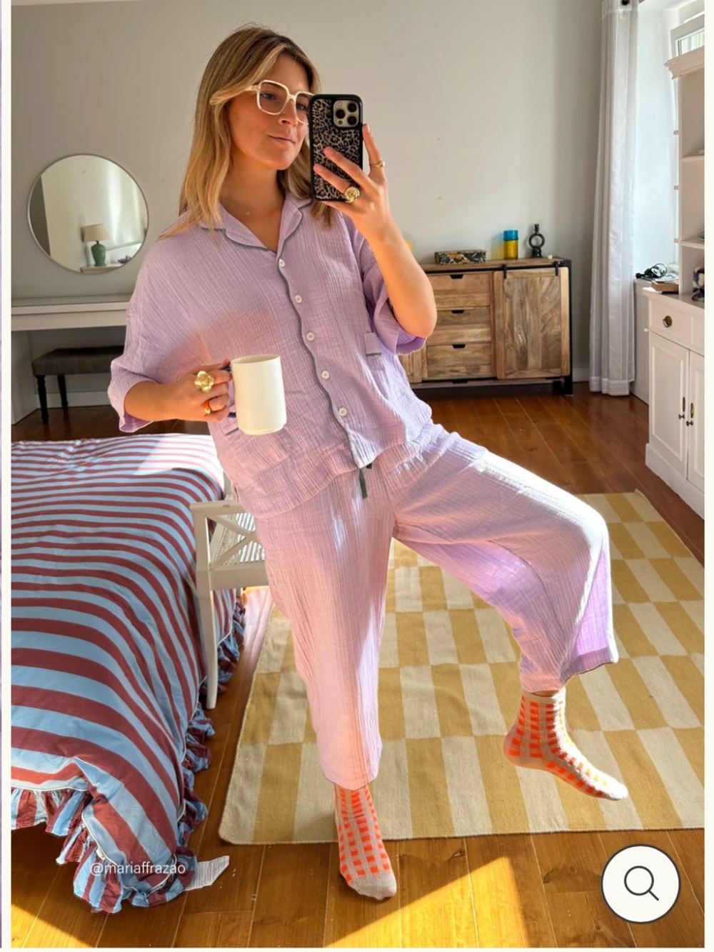 Lilac Cotton Gauze Cropped Pajama Set